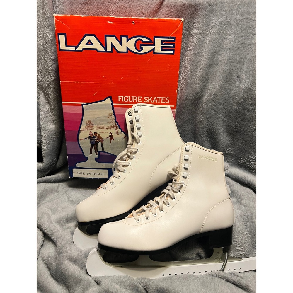 Vintage Lange Aries Figure Skates White Womens Size 9 W/ Original Box Retro
